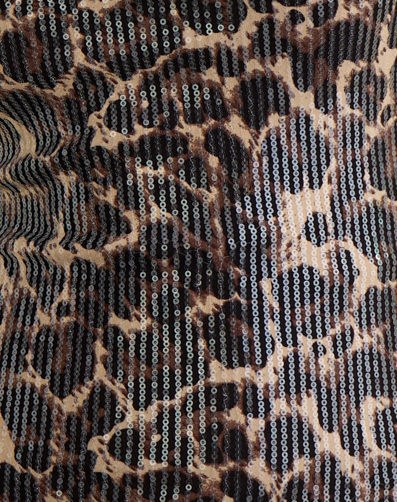 Image of Noera Backless Top in Leopard Sequin Brown