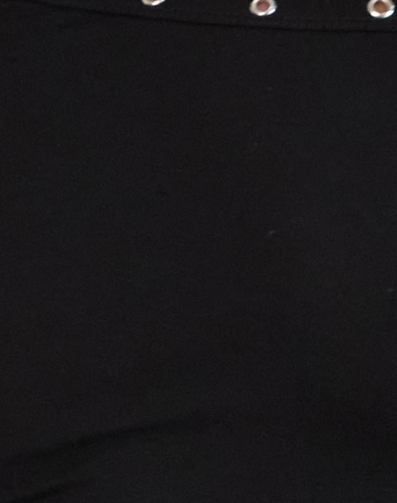 Image of Noraba One Shoulder Top in Black with Eyelets
