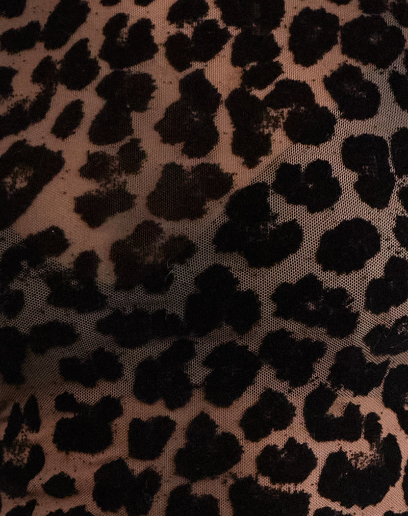 Image of Nova Top in Flock Mesh Rar Leopard