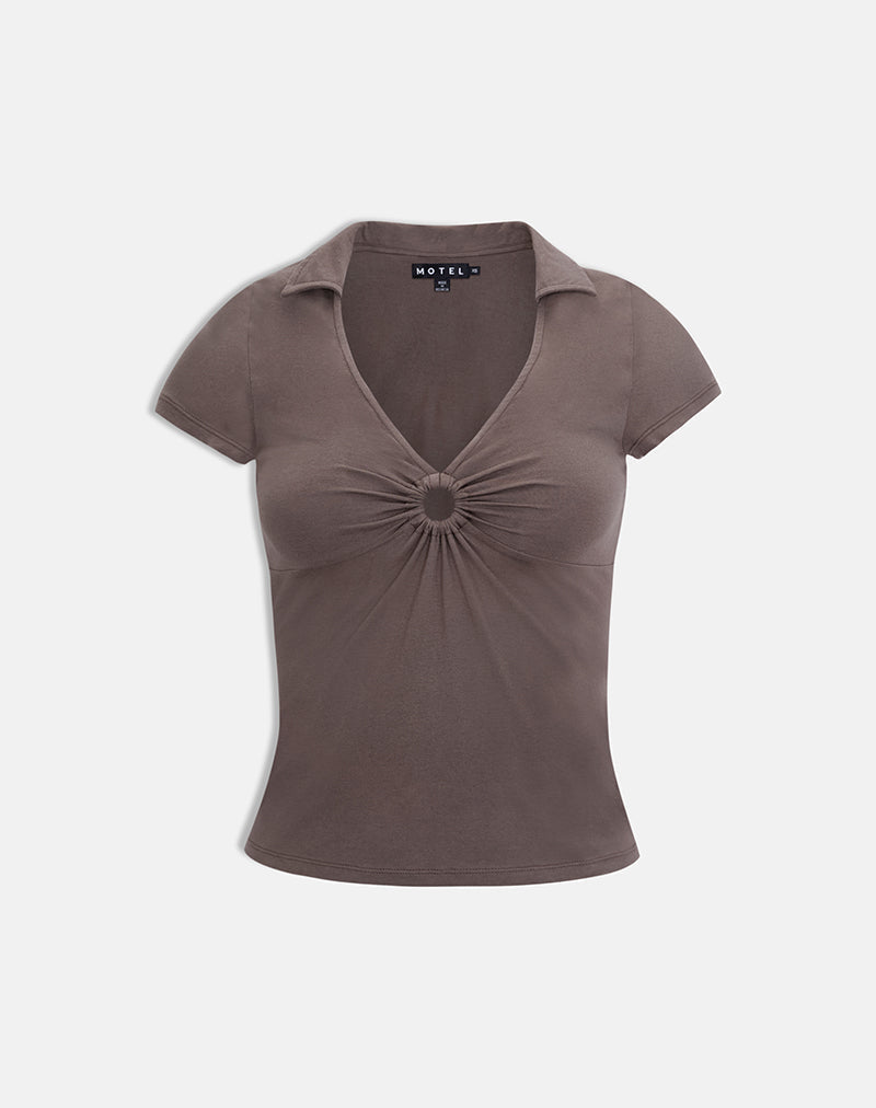 Image of Novee Collared Top in Coffee Quartz with O Ring