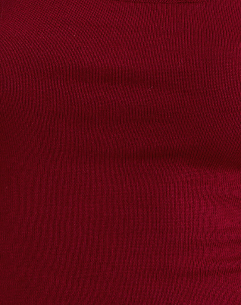 Image of Ziva Knit Cami Vest Top in Burgundy
