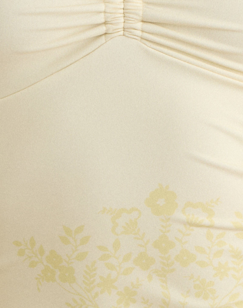 Image of Nulhi Tankini in Pale Yellow with Vintage Bloom Print