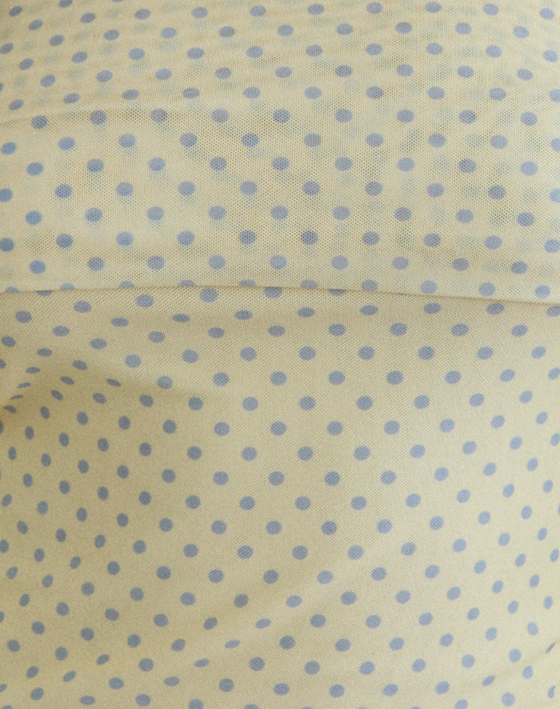 Image of Nunik Halterneck Top in Yellow with Compact Grey Polka