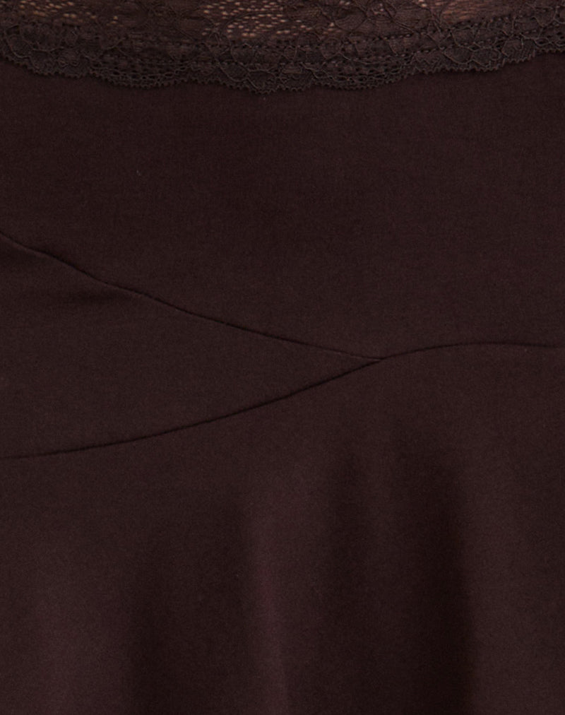 Image of Taleah Mini Skirt with Lace in Bitter Chocolate