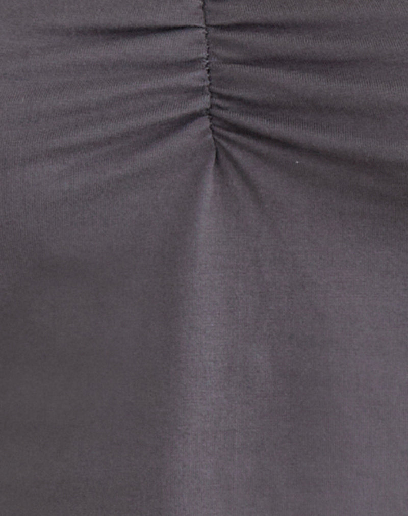 Image of Obanai Short Sleeve V Neck Top in Charcoal Grey