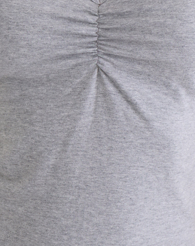 Image of Obanai Short Sleeve V Neck Top in Grey Marl