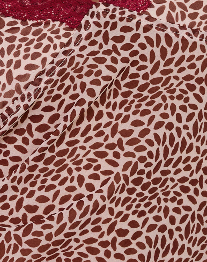 Image of Obiwa Cami Top in Pink and Brown Lips Print
