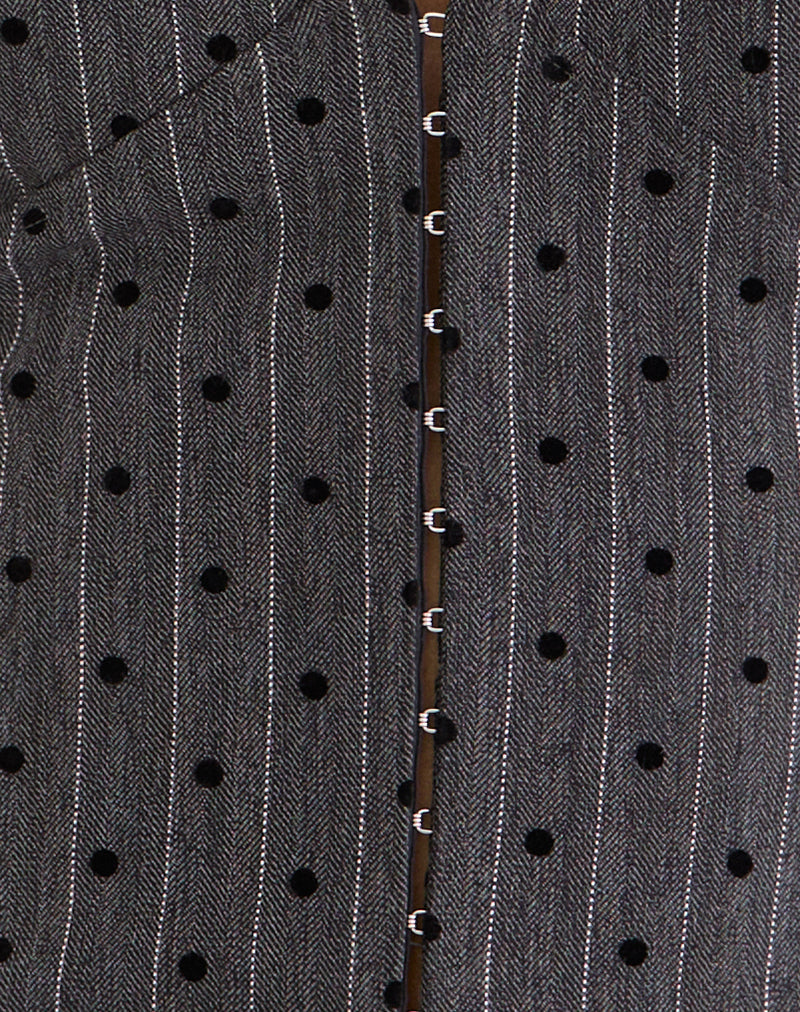 Image of Odin Vest Top in Charcoal with Polka Pinstripe