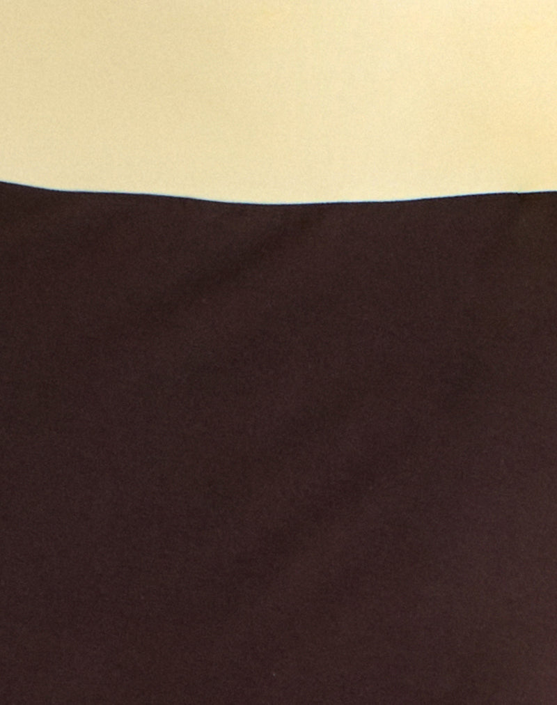 Image of Olie Maxi Skirt in Rayon Jersey Bitter Chocolate and Lemon Yellow