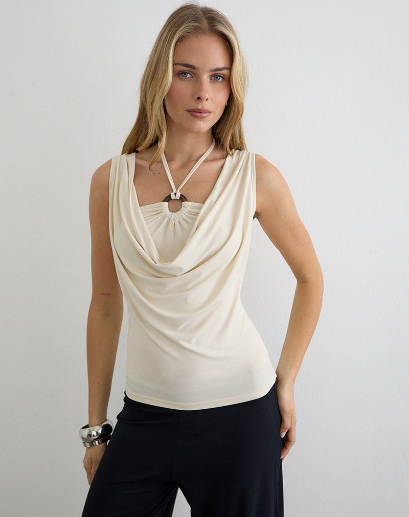 Image of Olinda Halter Top in Cupro Cream