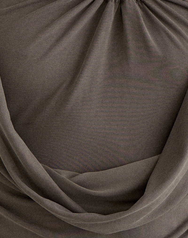 Image of Olinda Halter Top in Cupro Dark Brown