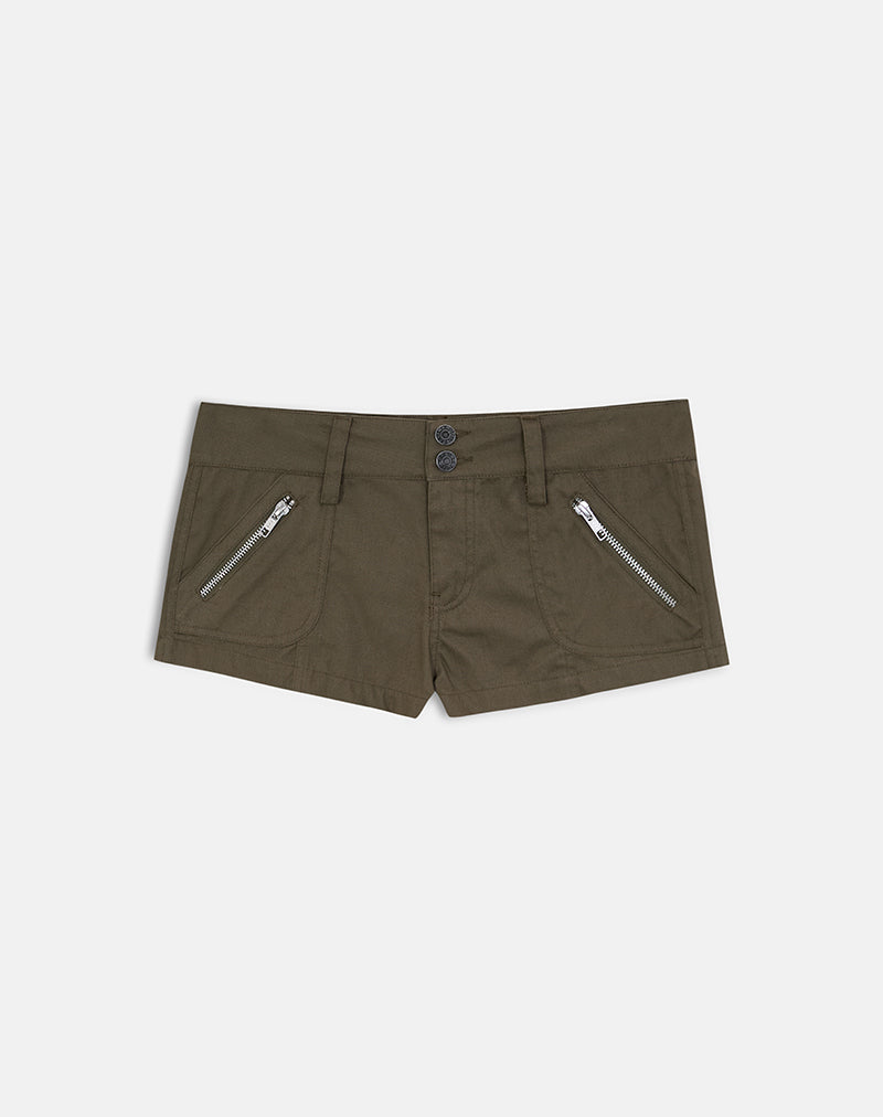 Image of Olra Cargo Short in Cotton Light Twill Khaki