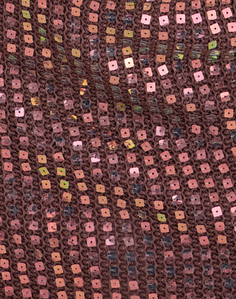 Image of Olsa Mini Skirt in Sequin Knit Dark Brown
