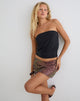 Image of Olsa Mini Skirt in Sequin Knit Dark Brown