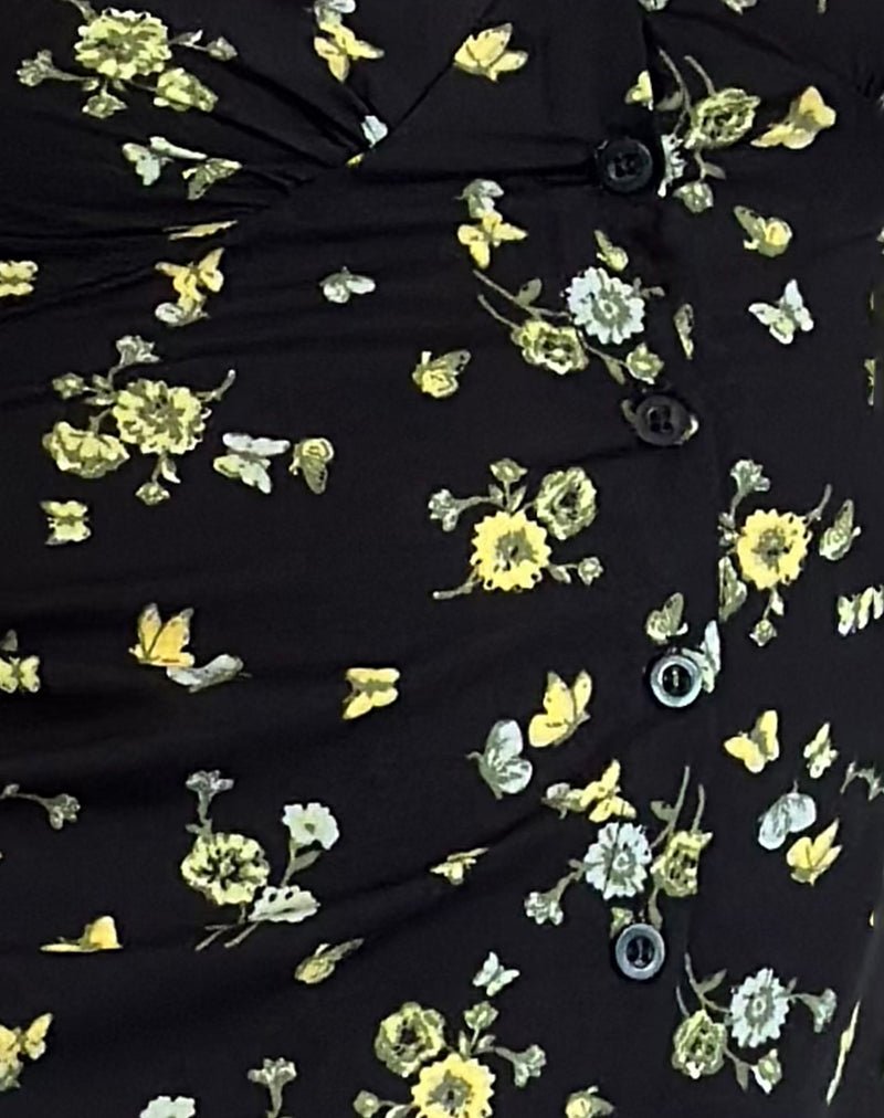 Image of Omoni Mini Dress in Lemon and Lime Black