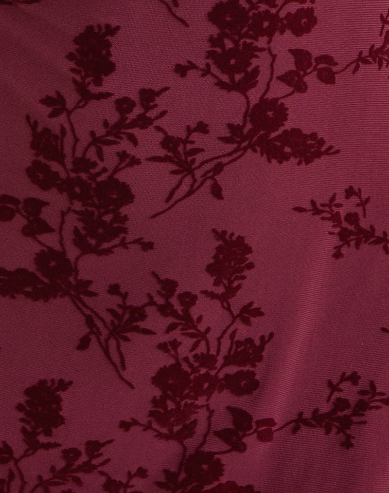 Image of Onyx Mini Dress in Botanical Flower Maroon
