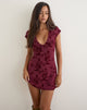 Image of Onyx Mini Dress in Botanical Flower Maroon