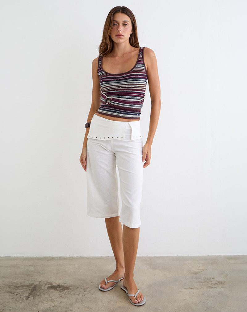 Image of Oren Capri Trousers in Ivory with Studs