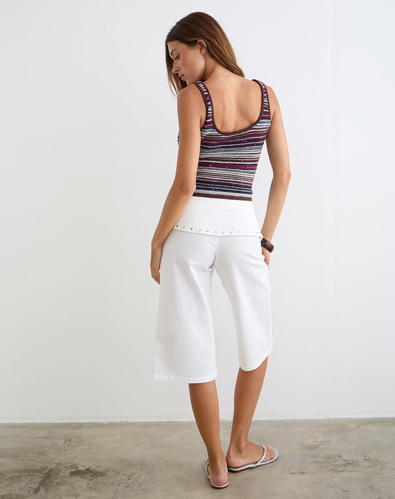 Image of Oren Capri Trousers in Ivory with Studs