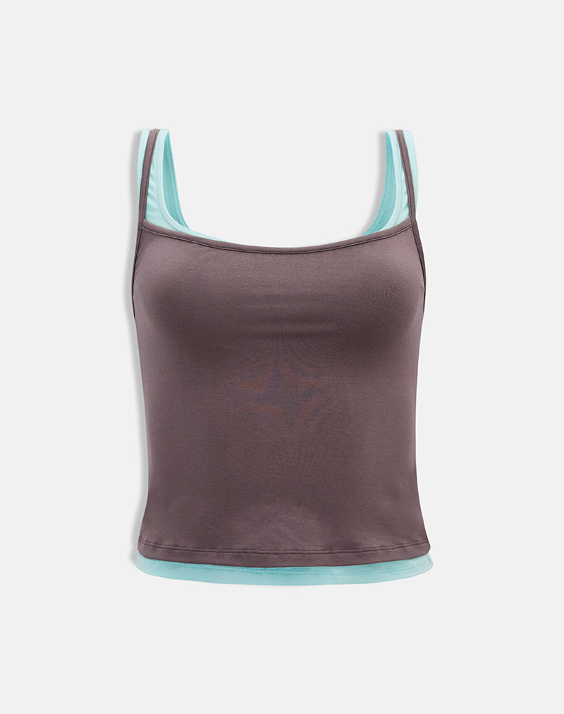 Image of Oslyn Top in Coffee Quartz and Aqua Combination