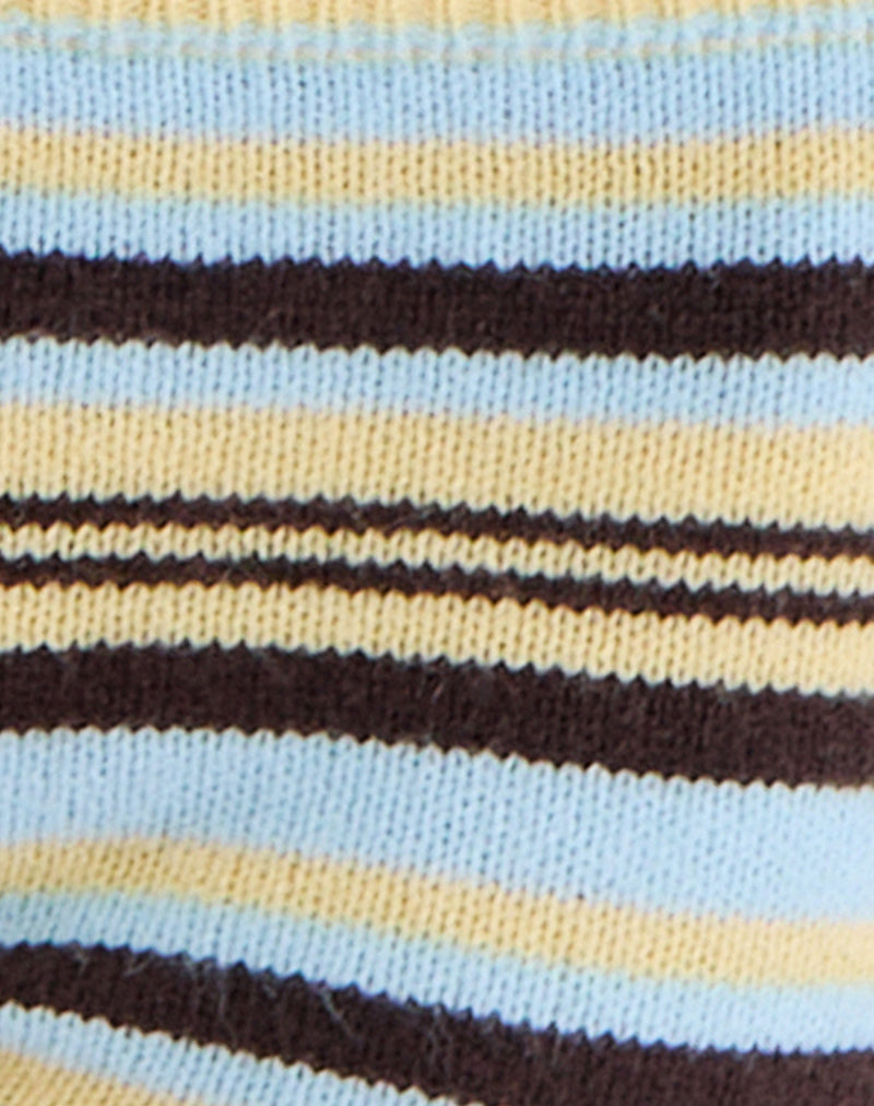 Image of Niyara Short in Stripe Yellow Blue Brown