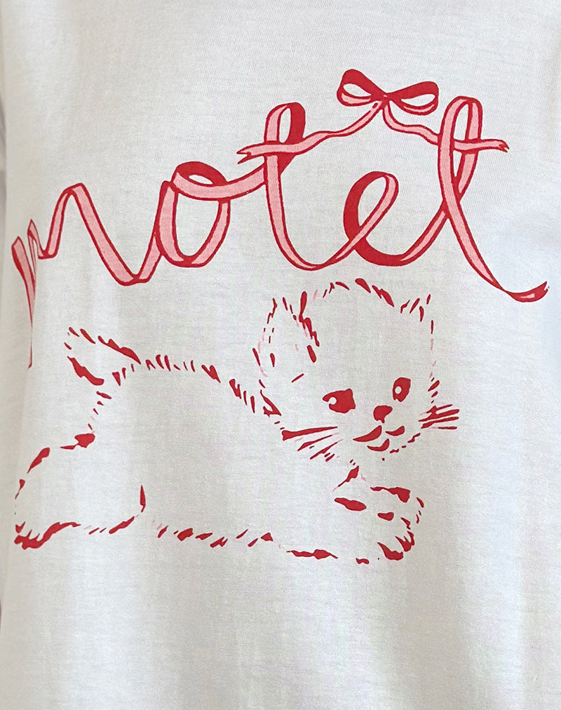Image of Oversized Basic Tee in White with Kitty