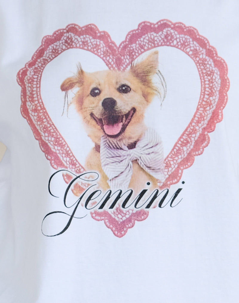 Image of Oversize Basic Tee in White with Gemini Motel Pet Print