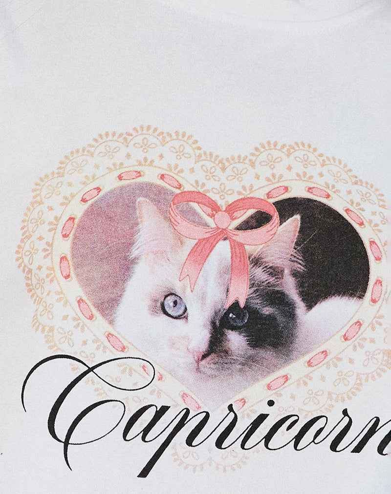 Image of Oversize Basic Tee in White with Capricorn Motel Pet Print