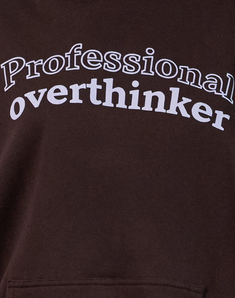 Image of Oversized Hoodie in Bitter Chocolate with Overthinker Print