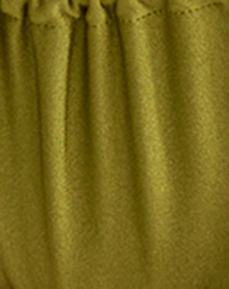 Image of Leyna Bikini Bottom in Olive Shine with Pearl Beads