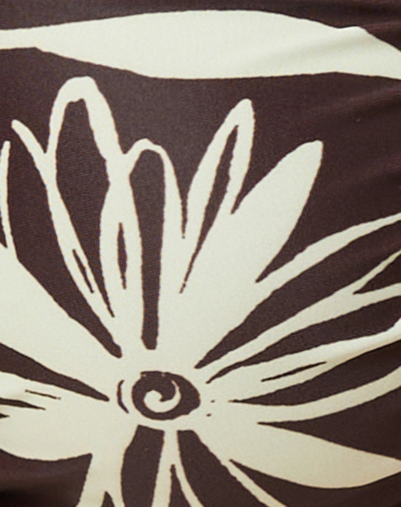 Image of Pali Bikini Top in Brown and Ivory Doodle Swirl