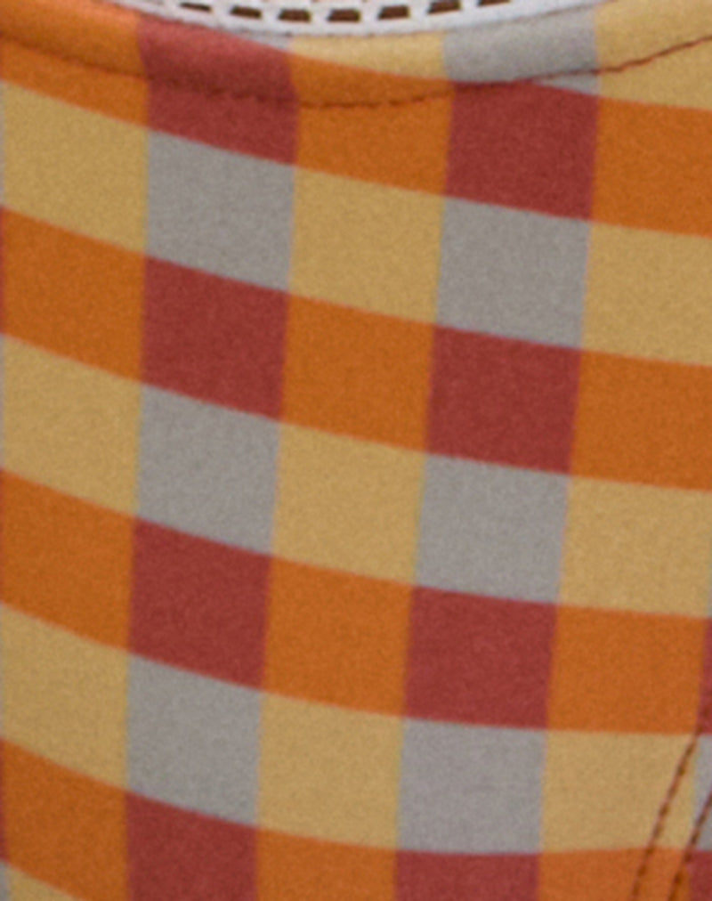 Image of Farida Bikini Bottom with Picot Trim in Urban Check Orange and Yellow