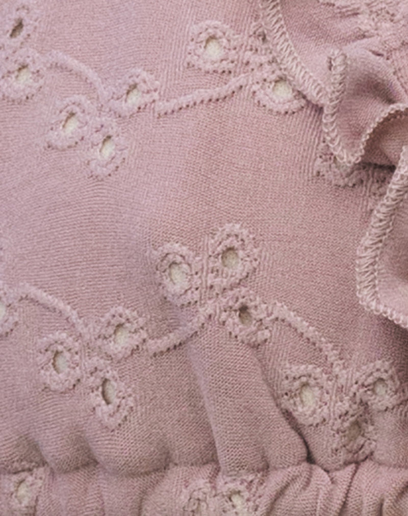 Image of Pami Ruffle Bikini Top in Broderie Blush Pink