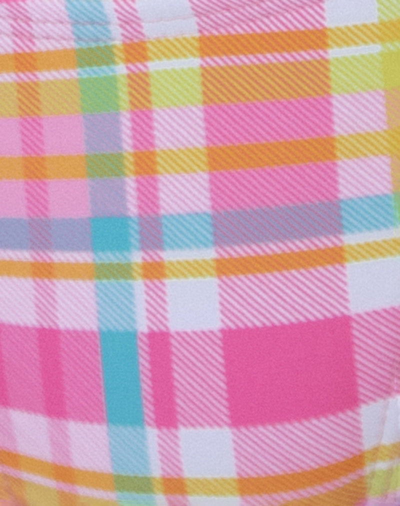 Image of Lentra Bikini Bottom in Pink and Yellow Check