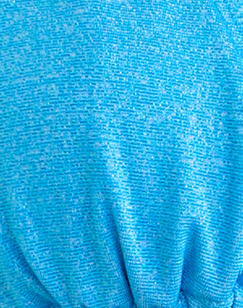 Image of Pami Bikini Top in Shimmer Blue with Spiral and Beads