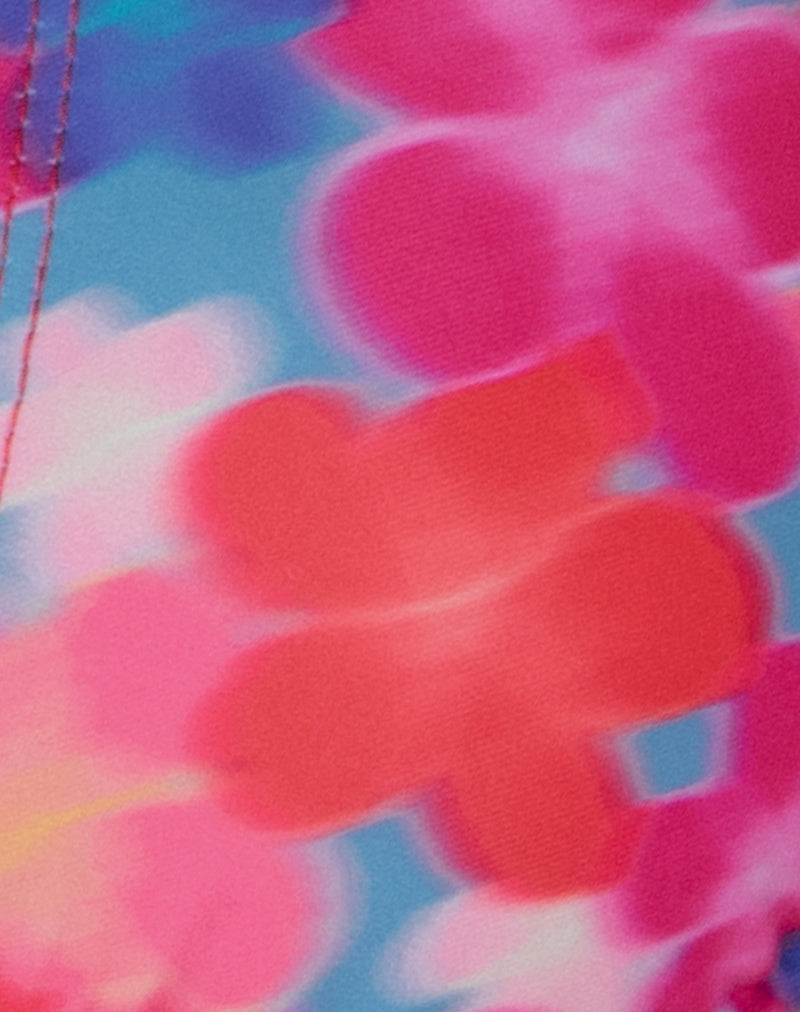 Image of Pami Bikini Top in Blurred Flower Blue and Pink