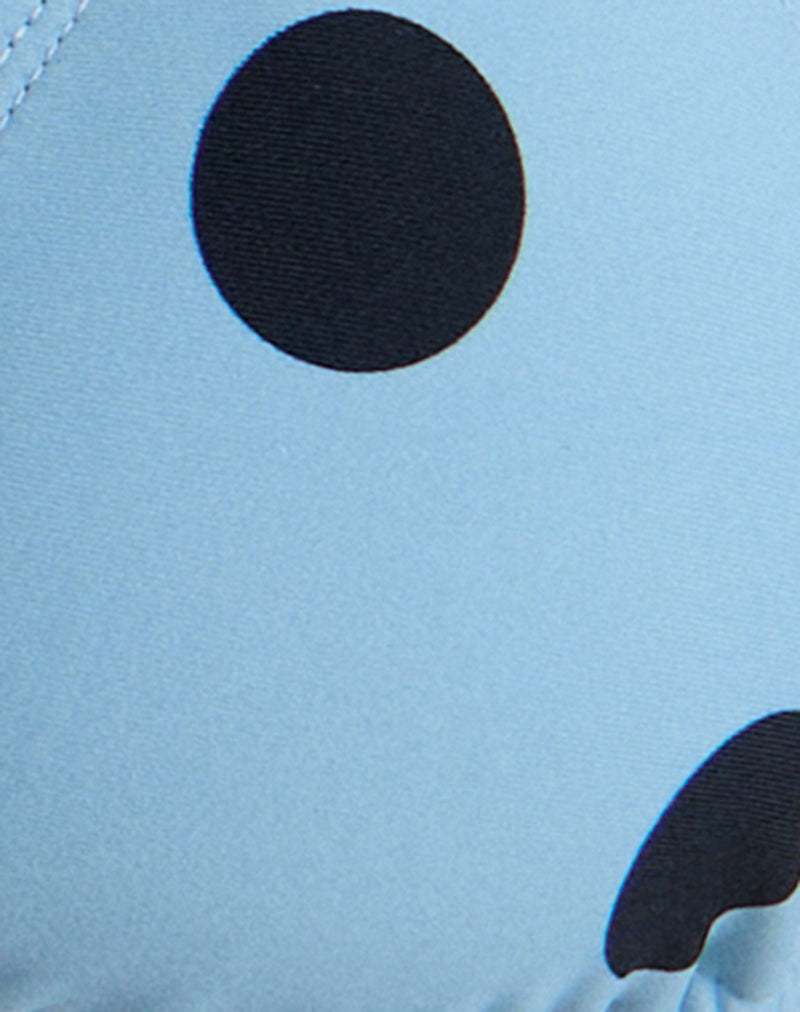 Image of Pami Bikini Top in Blue with Polka Space Black