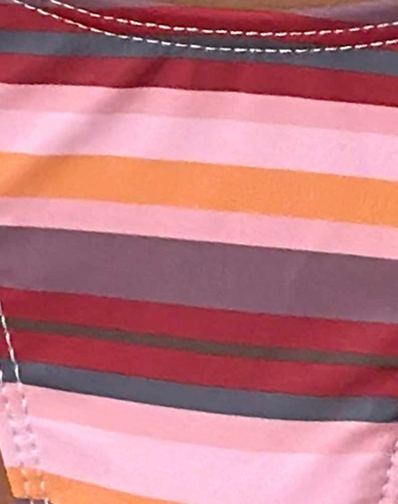 Image of Lentra Bikini Bottom in Horizontal Mix Stripe with Beads