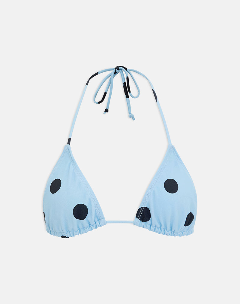 Image of Pami Bikini Top in Blue with Polka Space Black