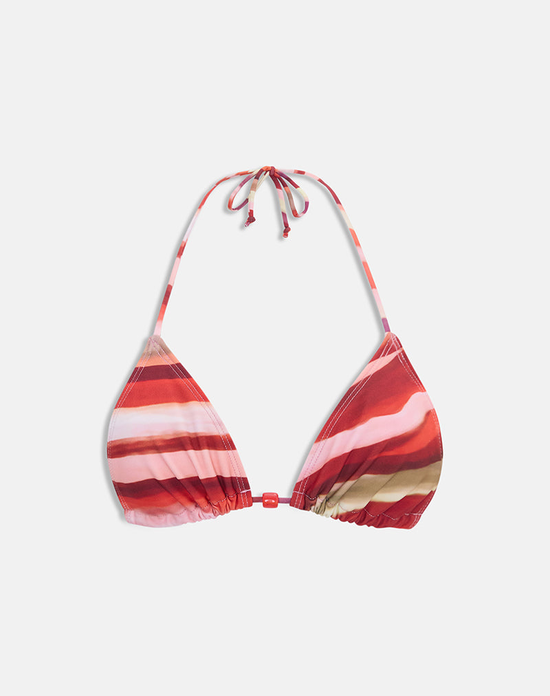Image of Pami Bikini Top in Wiggle Sunset Pink and Red with Beads