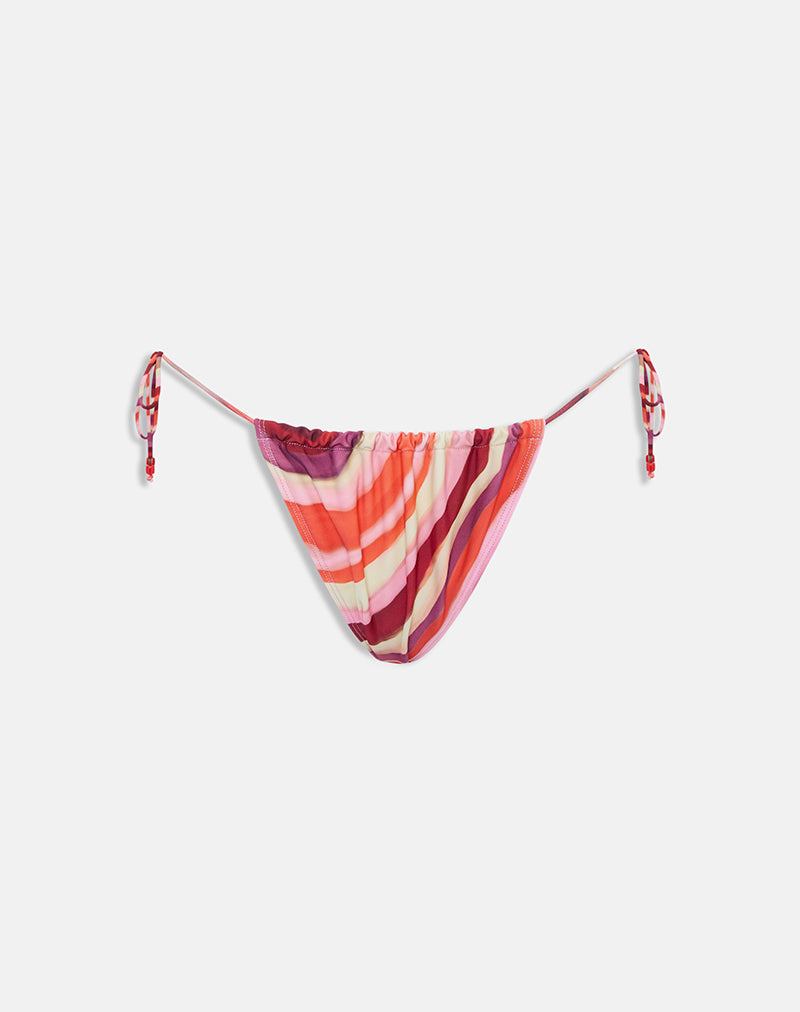 Image of Leyna Bikini Bottom in Wiggle Sunset Pink and Red with Beads