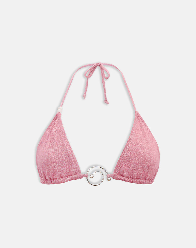 Image of Pami Bikini Top in Shimmer Mauve with Spiral and Beads