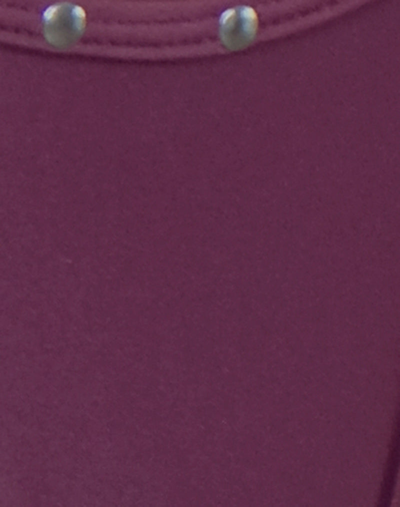 Image of Lentra Bikini Bottom in Burgundy with Studs