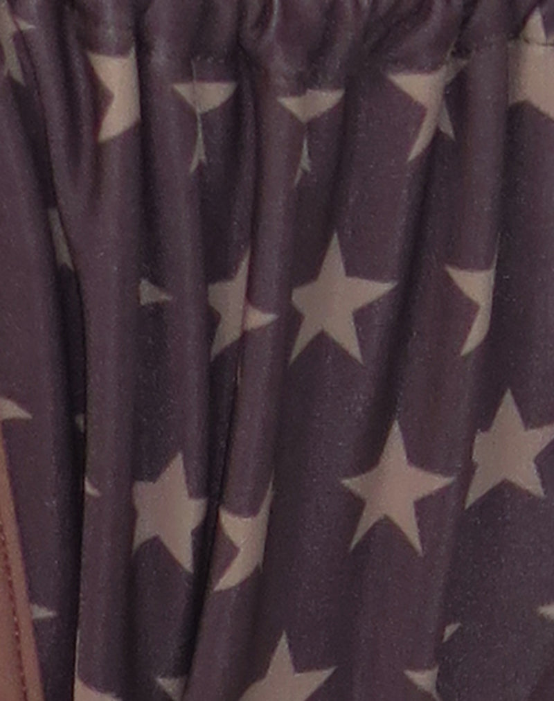 Image of Leyna Bikini Bottom in Brown Star Print with Contrast Binding