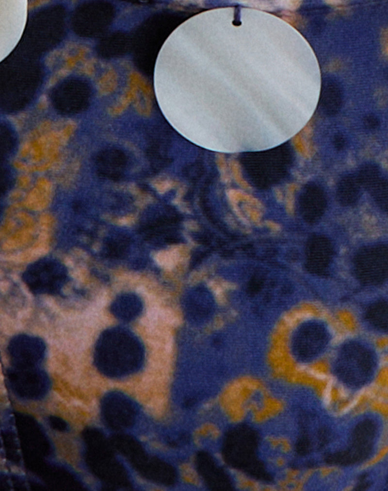 Image of Lentra Bikini Bottom in Hibiscus Paisley Dark Purple with Shells Trim