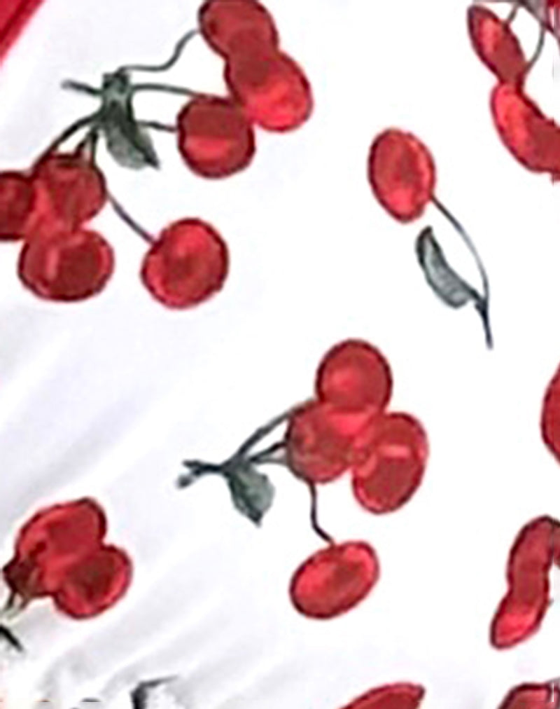 Image of Pami Bikini Top in Cherries with Contrast Binding
