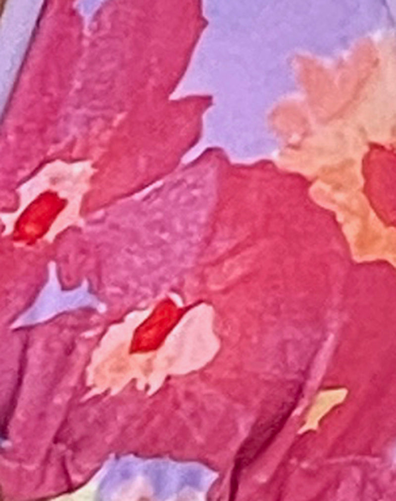 Image of Lentra Bikini Bottom in Pink Holiday Floral with Lilac Binding