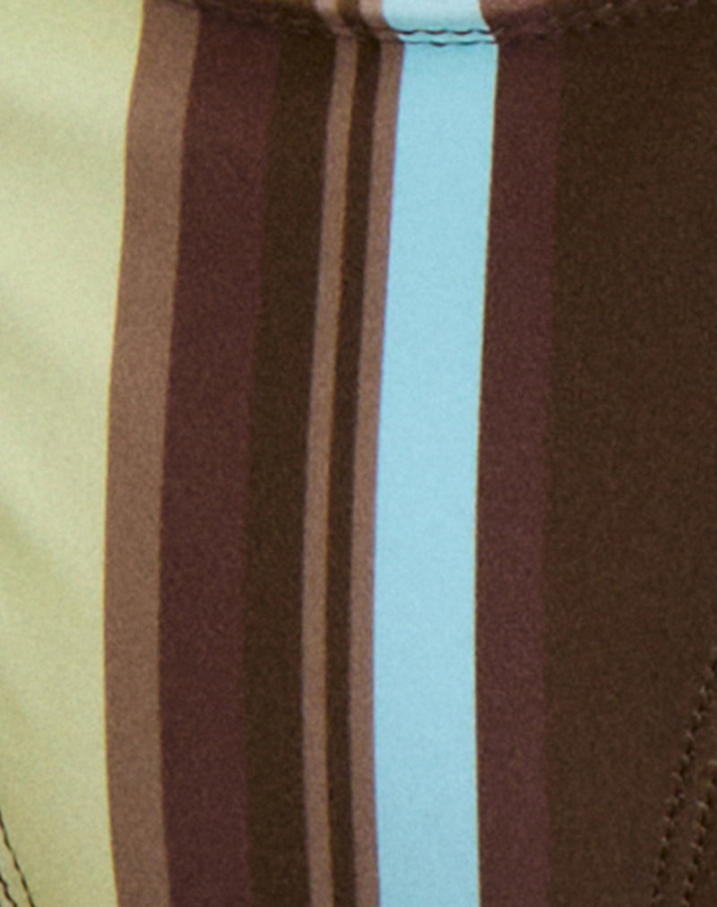 Image of Lentra Bikini Bottom in Brown and Blue Linear Stripe with Beads