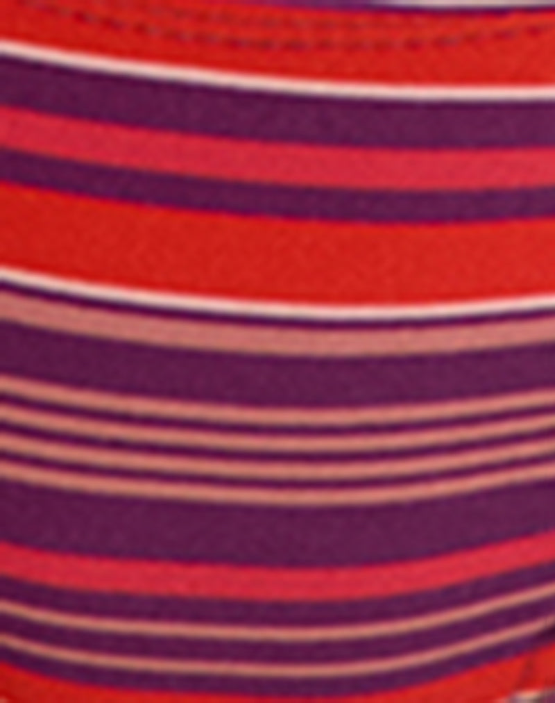 Image of Lentra Bikini Bottom in Purple and Red Radiant Lines with Beads