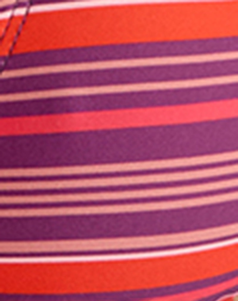 Image of Pami Bikini Top in Purple and Red Radiant Lines with Beads